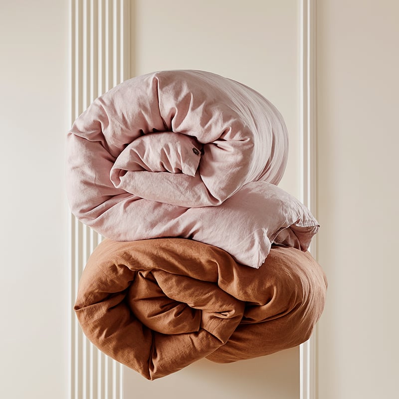 Vintage Washed Linen Caramel Quilt Cover Separates