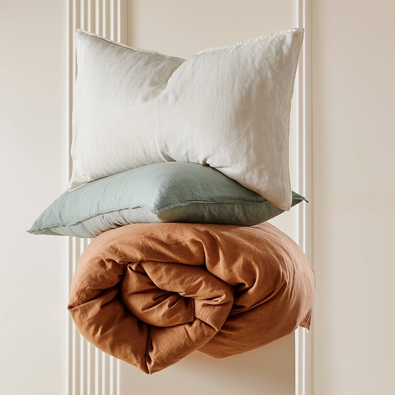 Vintage Washed Linen Caramel Quilt Cover Separates