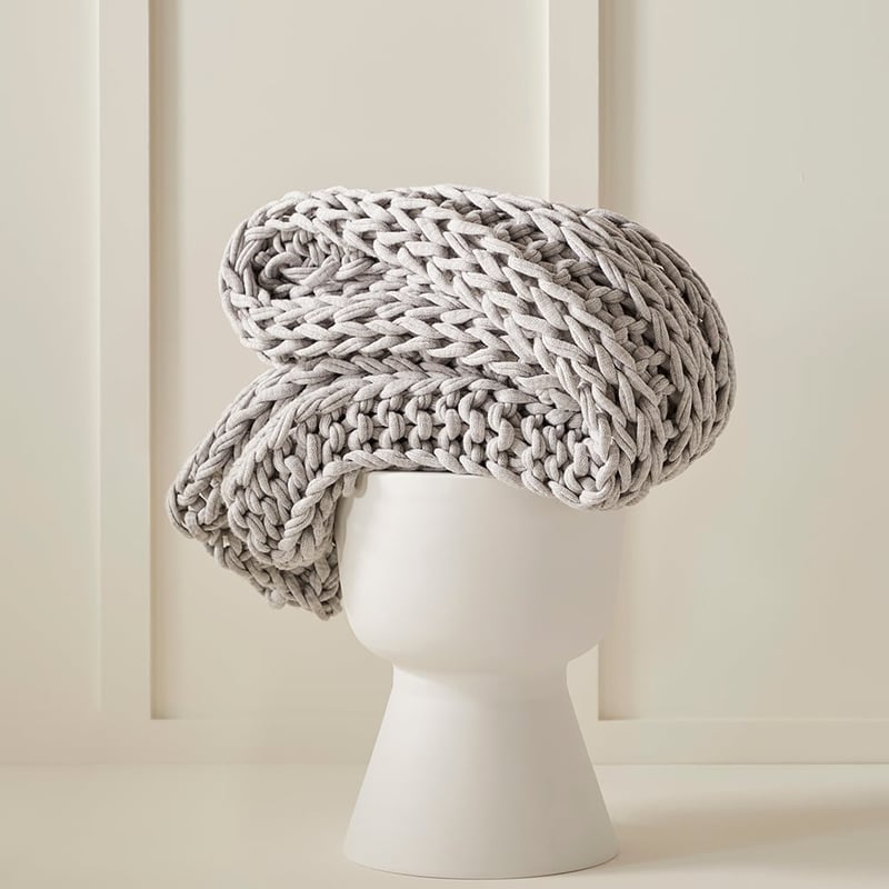 Newport Grey Marle Chunky Knit Throw