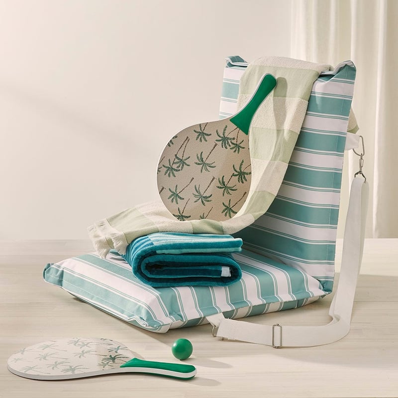 Evergreen Stripe Padded Canvas Beach Chair