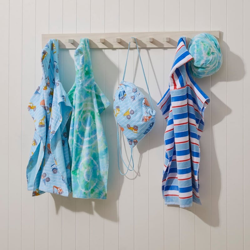 Velour Kids Mini Me Ocean Stripe Blue Hooded Beach Towel