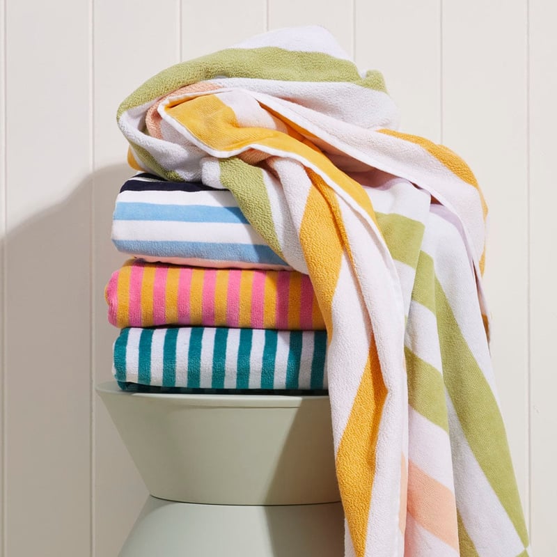 Velour Holiday Stripe Aqua Beach Towel