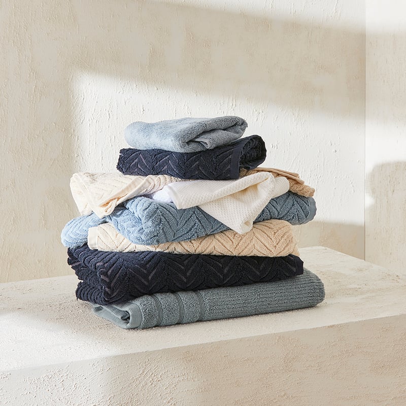 Mimosa Navy Marle Textured Towel Range