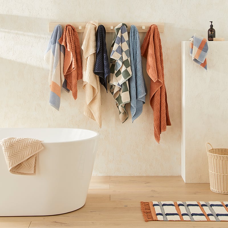Taylor French Blue Multi Check Towel Range