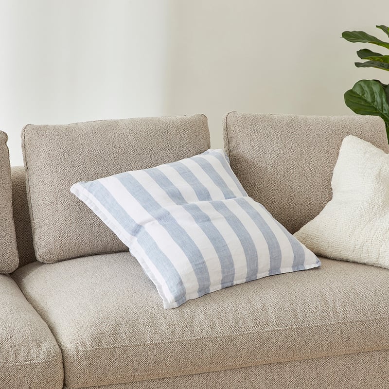 Belgian Light Denim Stripe Vintage Washed Linen Cushion