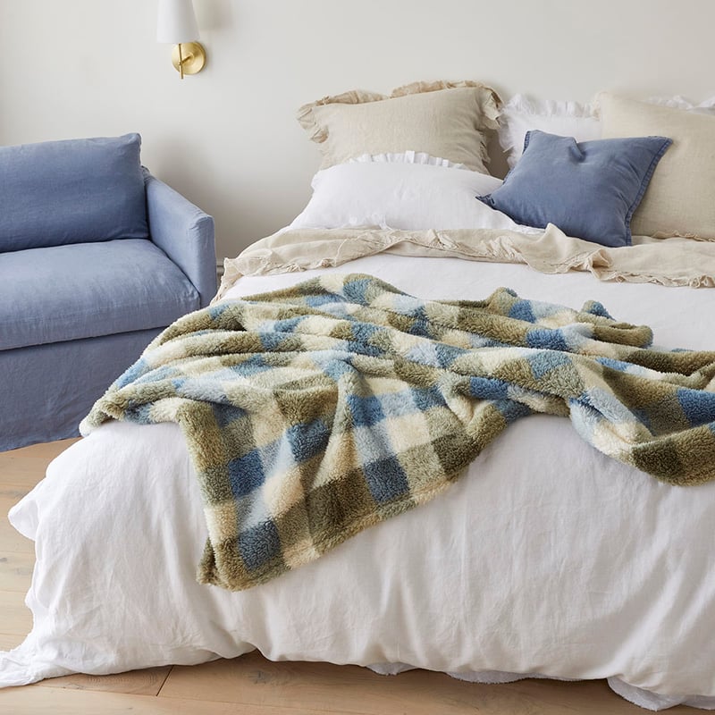Cloud Green Check Throw