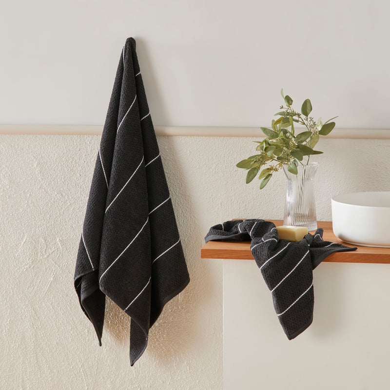Dakota Black Stripe Bath Towel Range