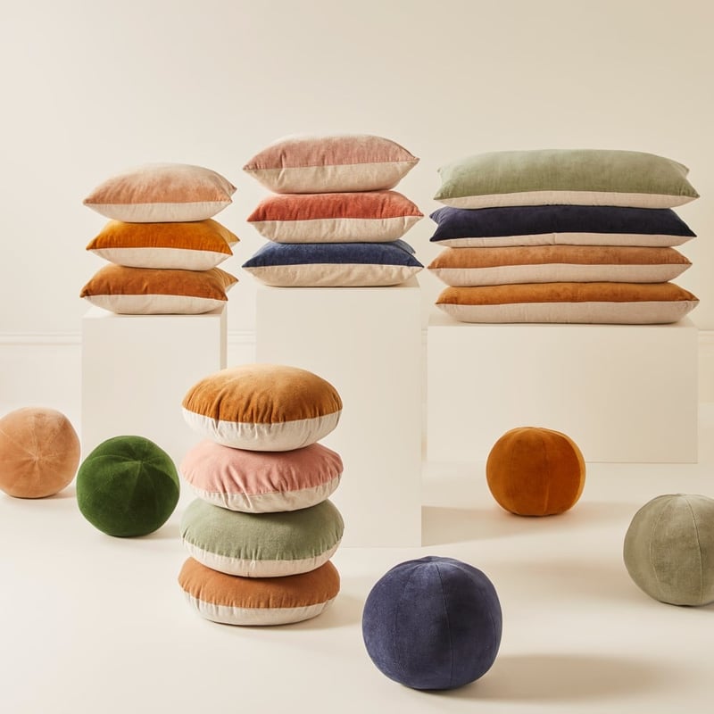 Bombay Olive Ball Velvet Cushion