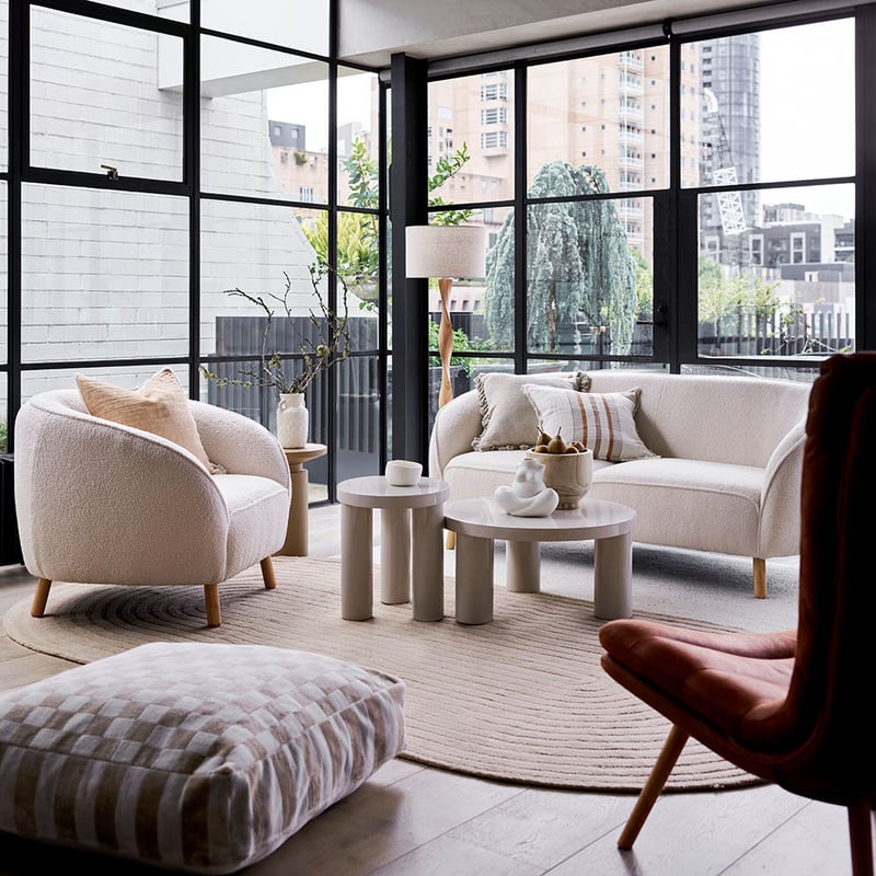 Luxton Beige & Ivory Velvet Floor Cushion