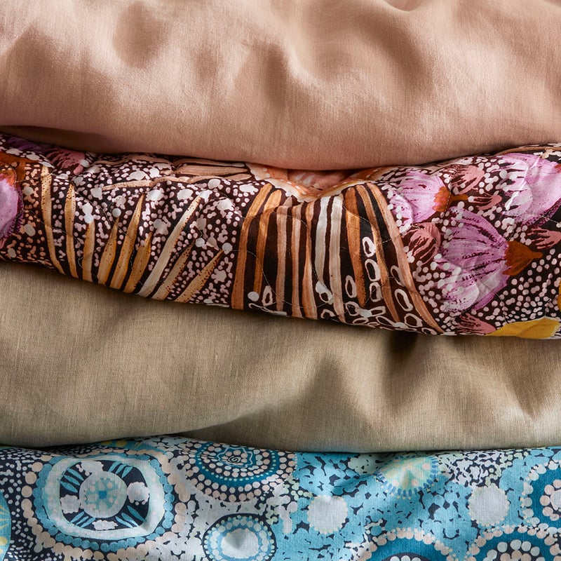 Cungelella Yamamillah Pink Earth Quilted Quilt Cover Separates