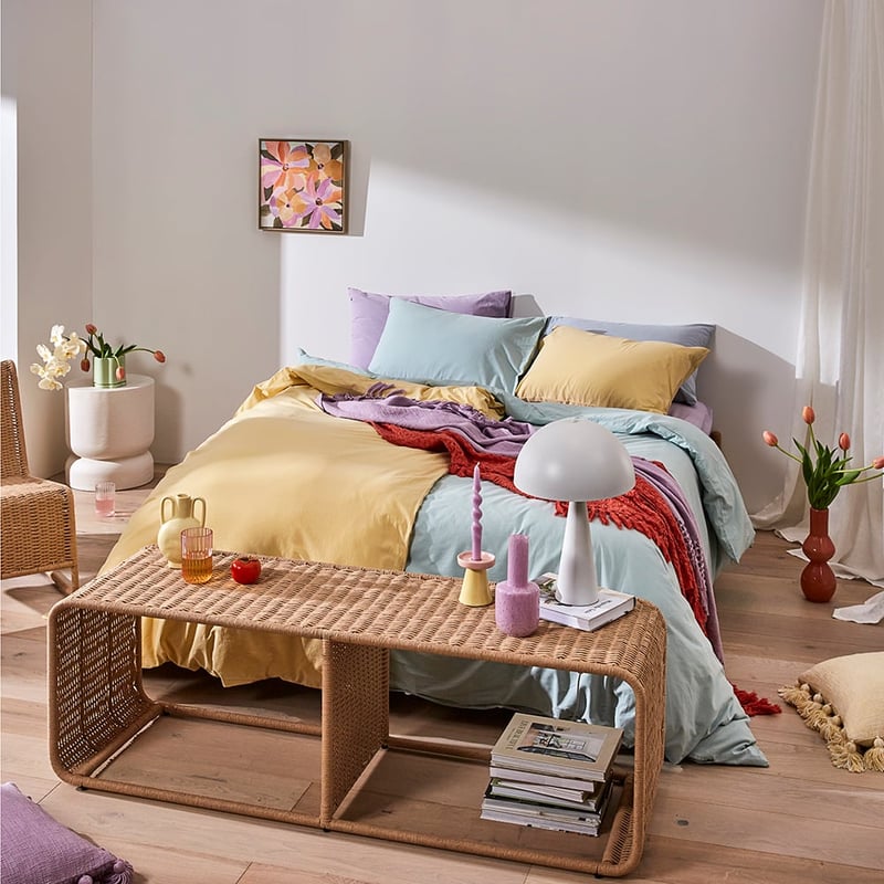 Stonewashed Cotton Dusty Lemon Quilt Cover Separates