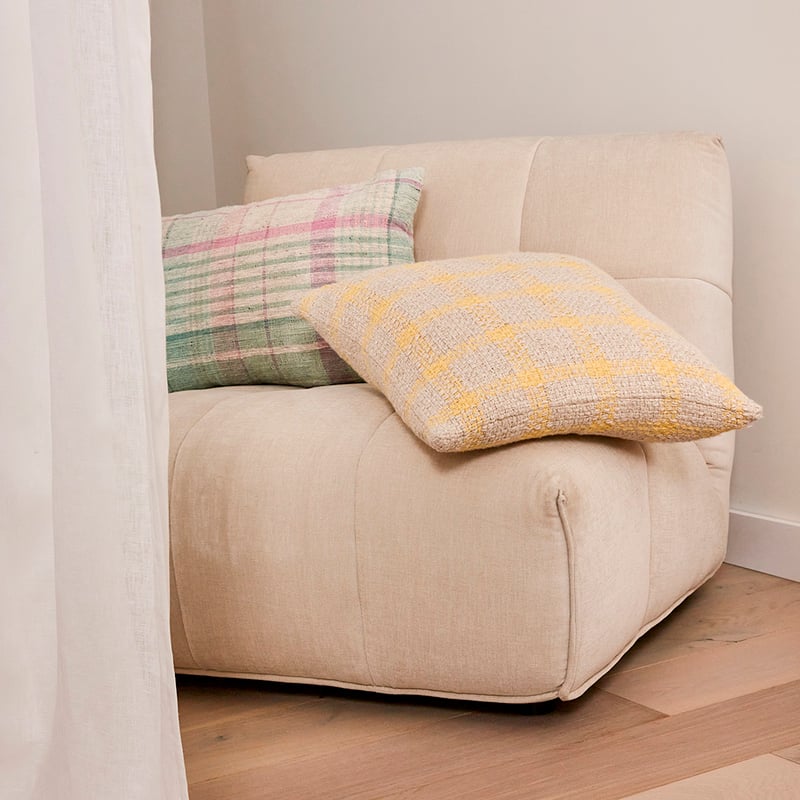 Portarlington Lemon Check Cushion