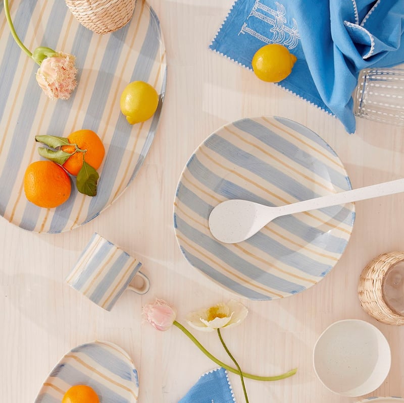 Soho Blue Stripe Servingware