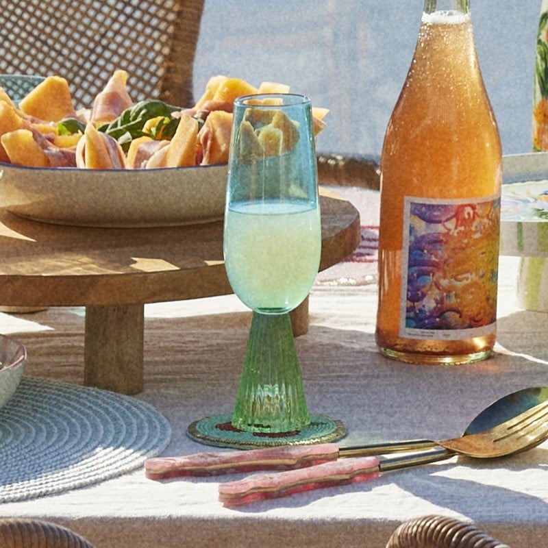 Retro Blue & Green Champagne Flute Pack of 2