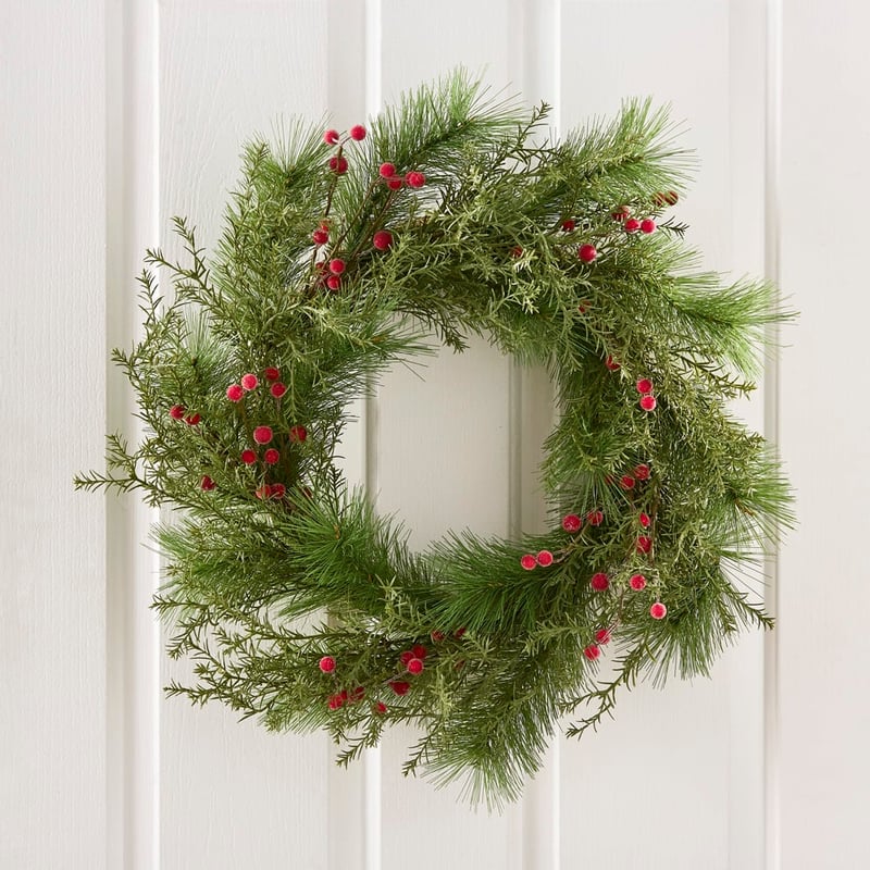 Red Berry and Pine Red & White Wreath