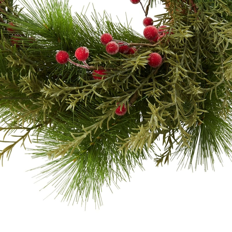 Red Berry and Pine Red & White Wreath