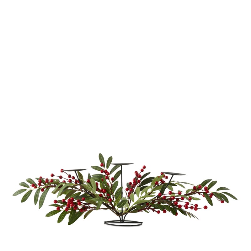 Berry Leaf Red & Green Luxe Candle Holder