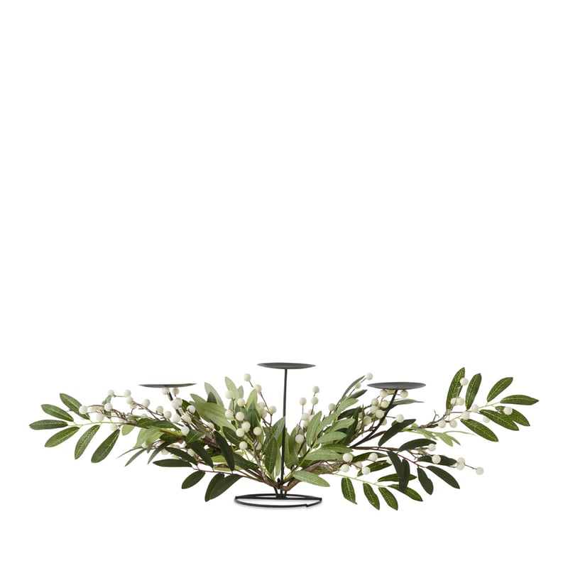 Luxe Berry Leaf White & Green Candle Holder