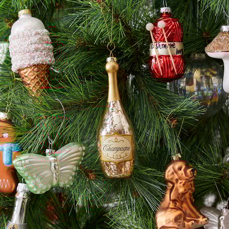 Luxe Champagne Bottle Antiqued Glass Decoration