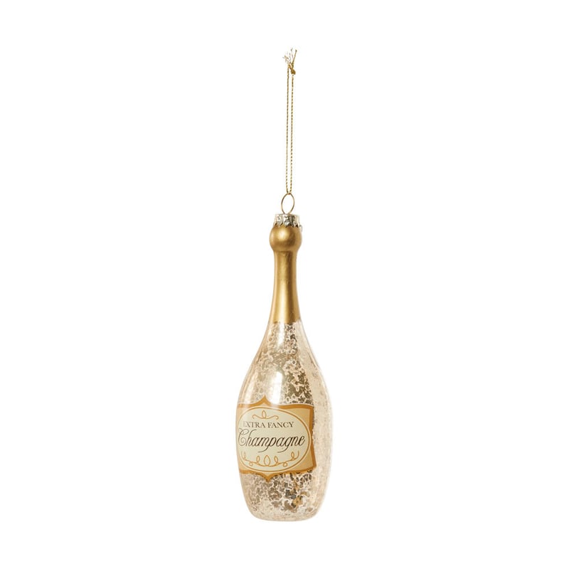 Luxe Champagne Bottle Antiqued Glass Decoration