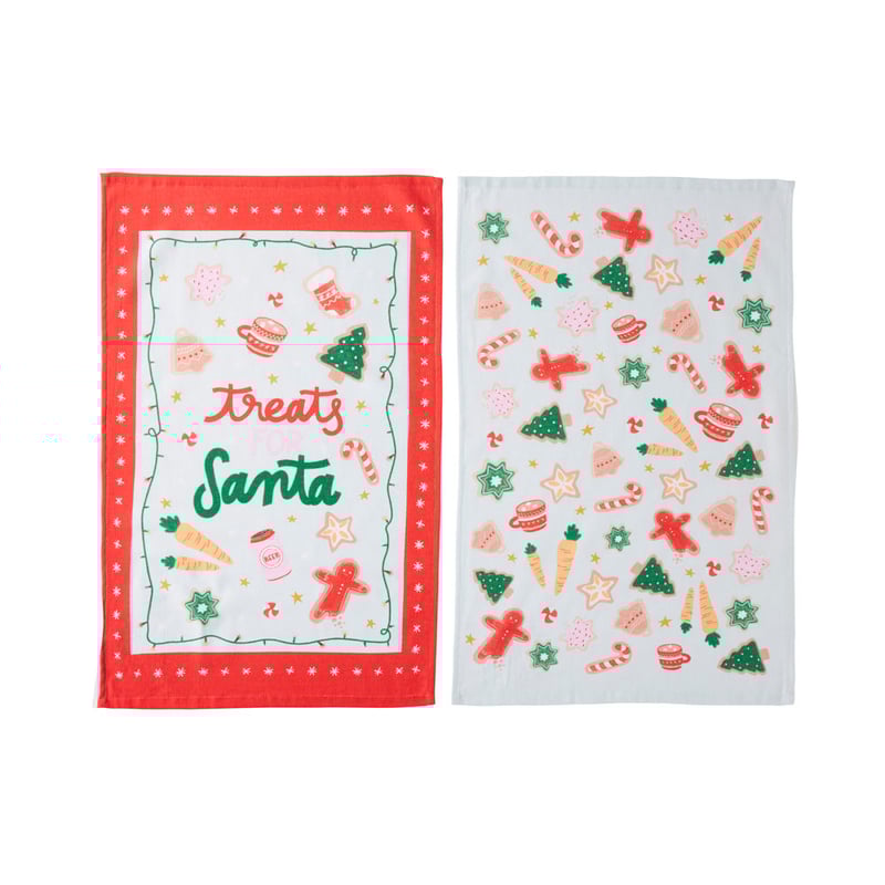 Treats For Santa Christmas Tea Towels 2 Pack