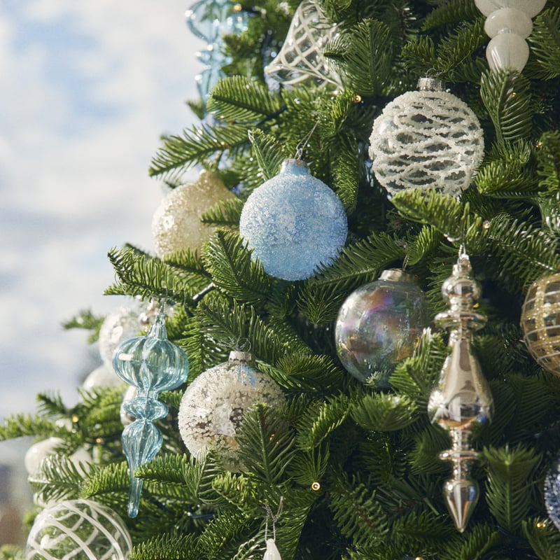 Luxe Light Blue Rainbow Glass Bauble