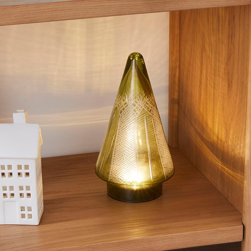 Cut Glass Green Christmas Tree