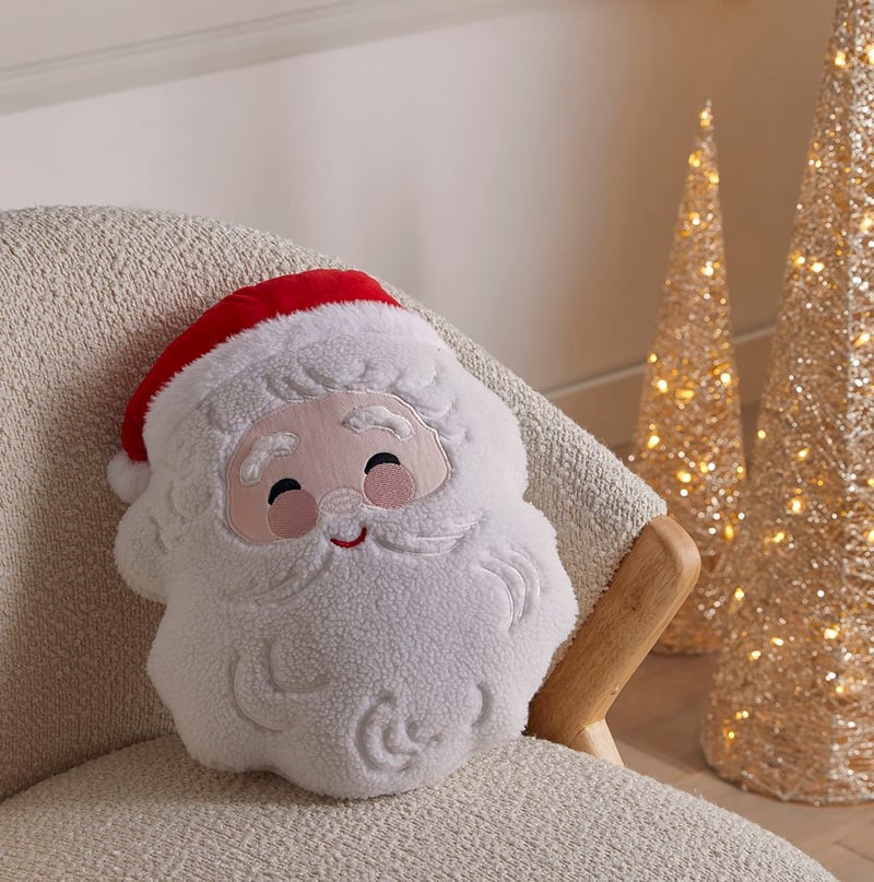 Jolly Santa White Christmas Cushion