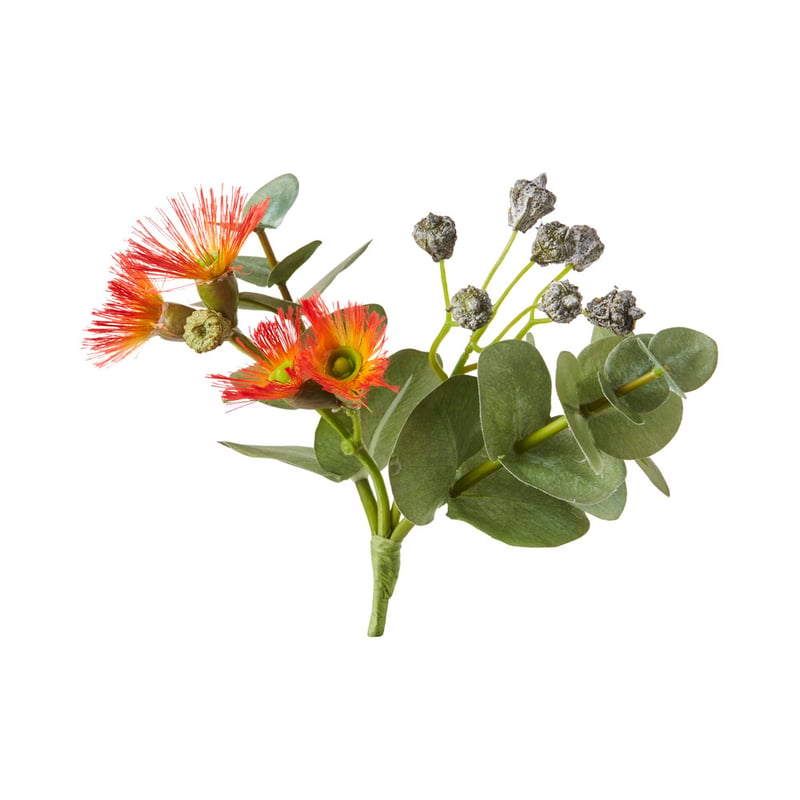 Festive Green & Red Flowering Gum Sprig
