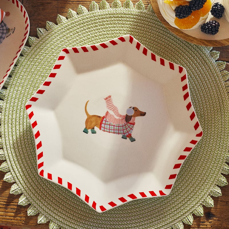 Christmas Multi Dashing Dachshunds Star Plate