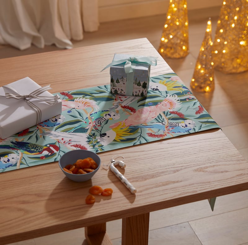 Festive Australian Birds Reversable Table Runner