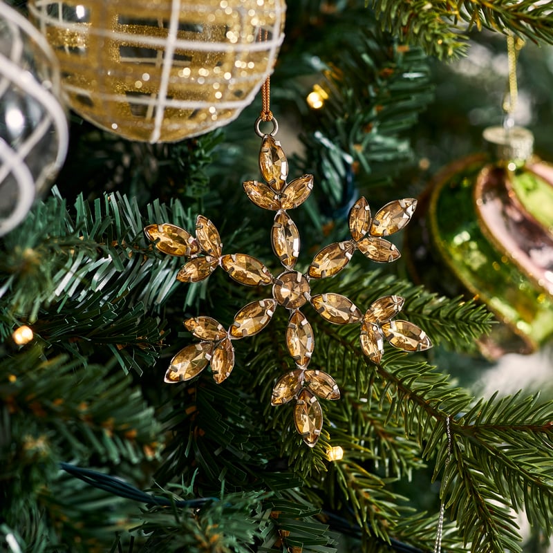 Luxe Gold & Amber Starburst Snowflake Ornament