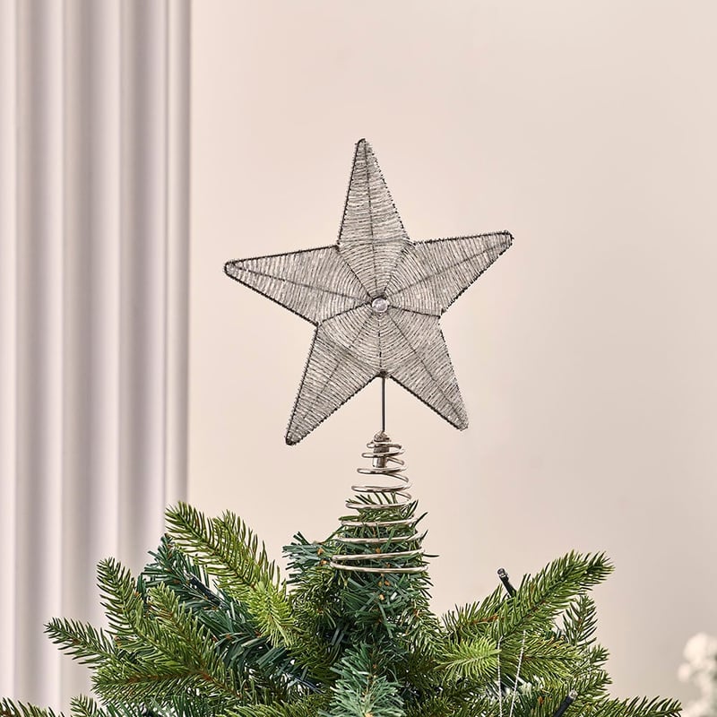 Beaded Silver Luxe Star Tree Topper