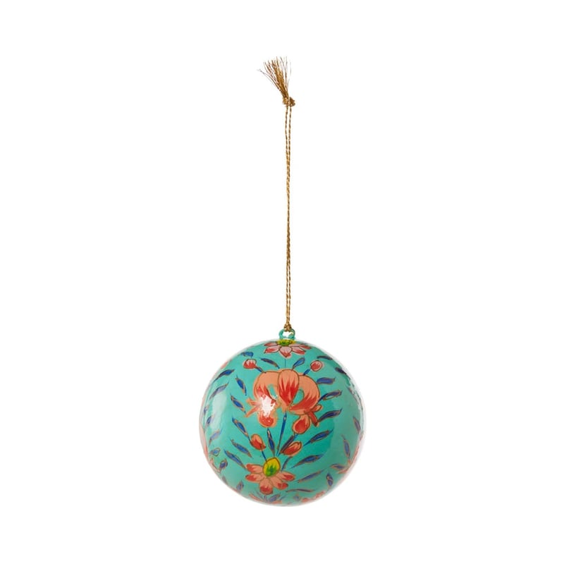 Luxe Light Blue & Pink Artisanal Papier Mache Bauble