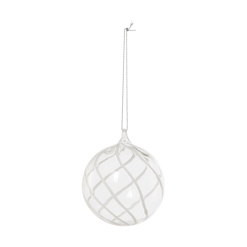 Luxe Swirl Clear & White Glass Bauble Ornament