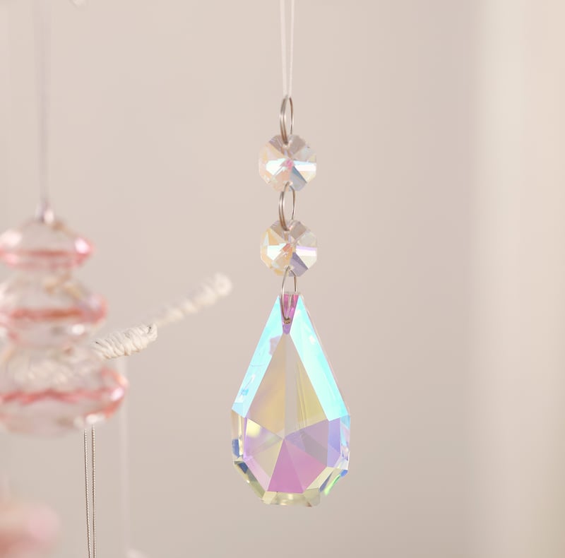 Whimsical Opal Cut Glass Multi Drop Ornament