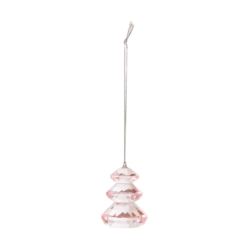Whimsical Pink Cut Glass Tree Drop Ornament
