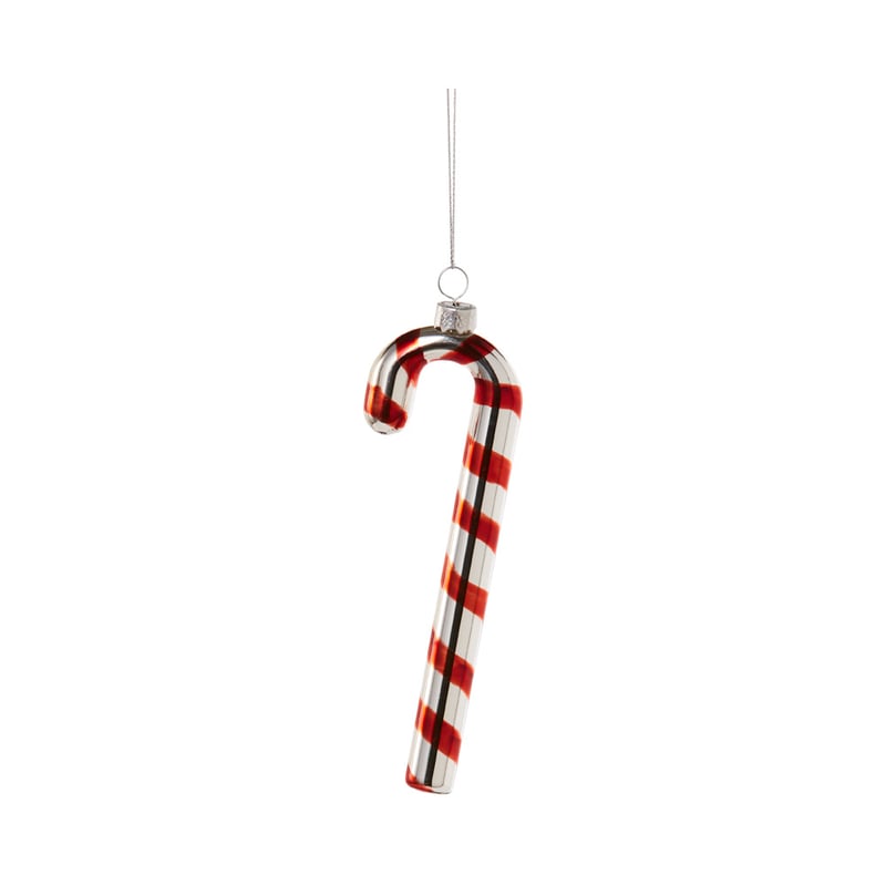 Christmas Fun Silver & Red Glass Candy Cane
