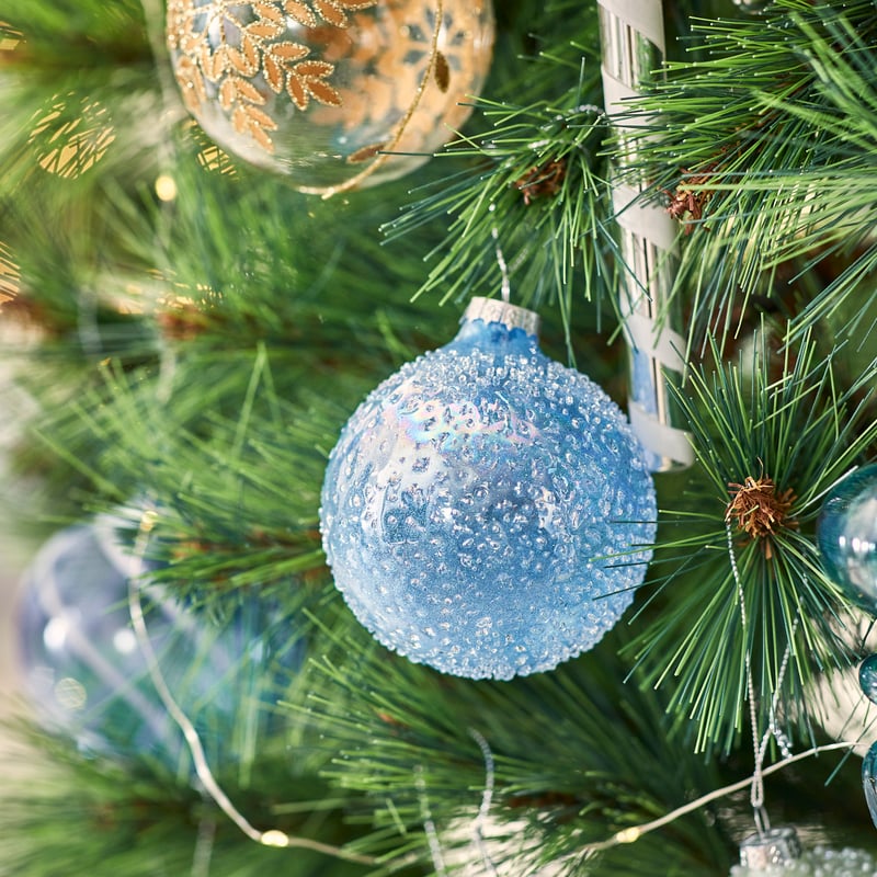Luxe Light Blue Rainbow Glass Bauble