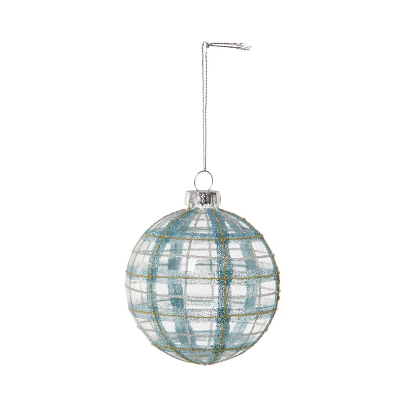 Glitter Blue Tartan Bauble