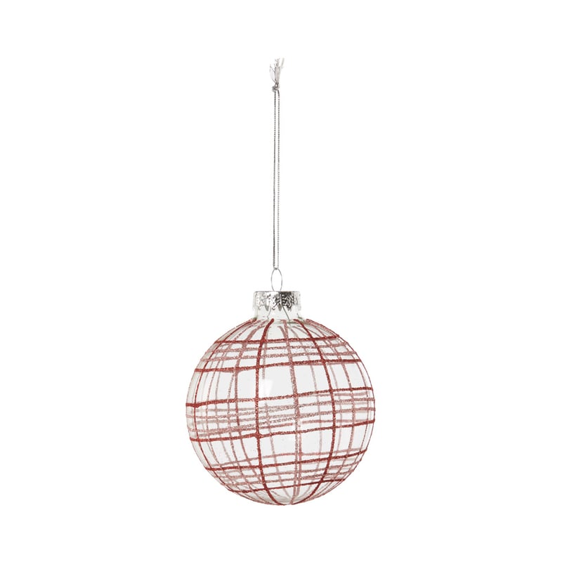 Glitter Red Tartan Bauble