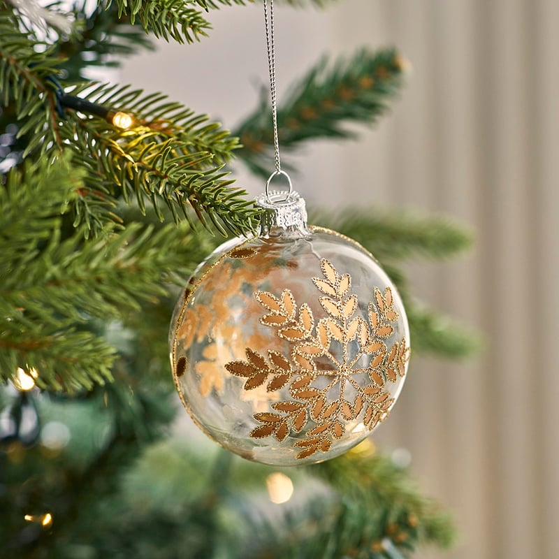 Snowflake Clear & Gold Bauble