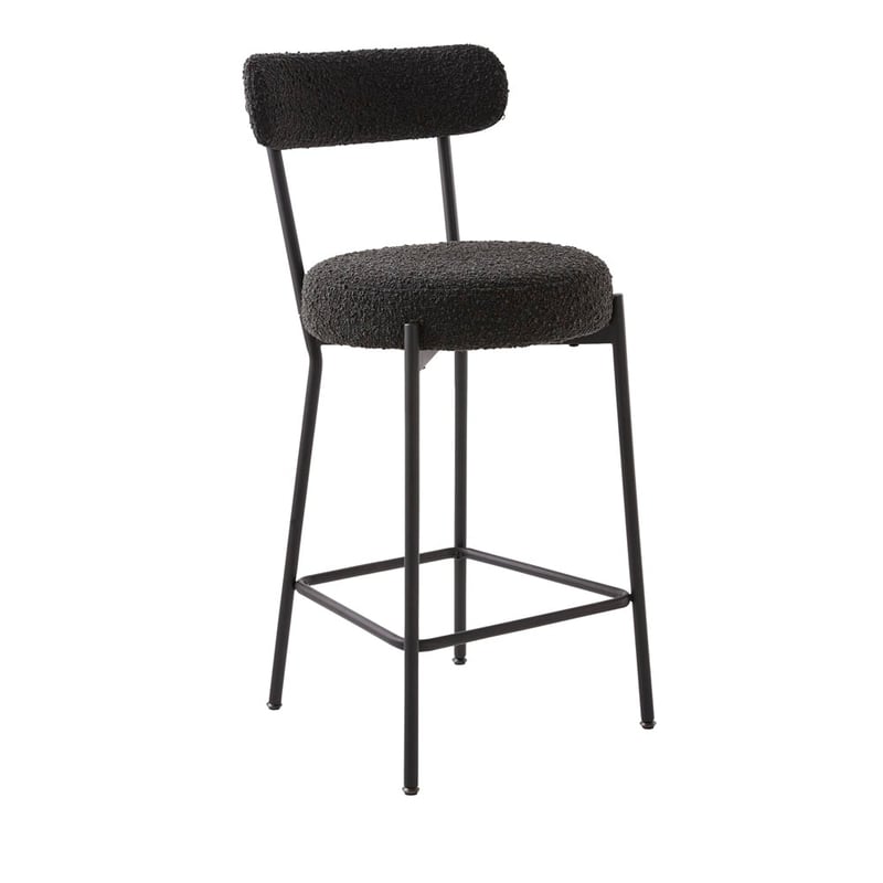 Remi Black Boucle Counter Chair