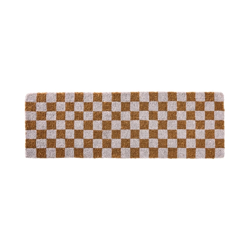 Coir White Checkerboard Doormat