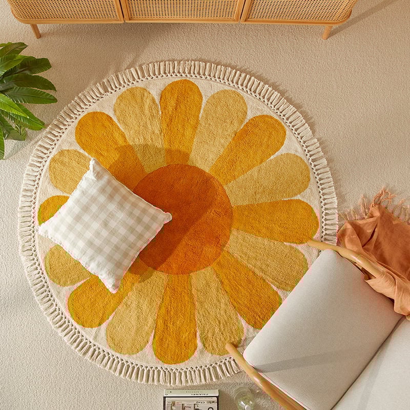 Daisy Mustard & Rust Rug