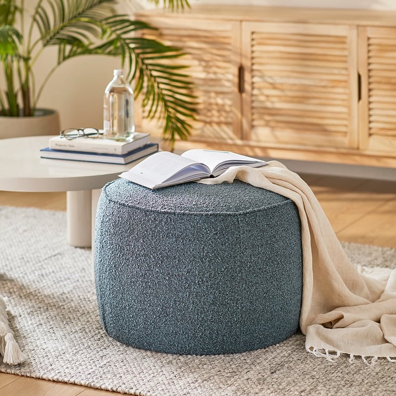 Norway Stone Blue Boucle Ottoman