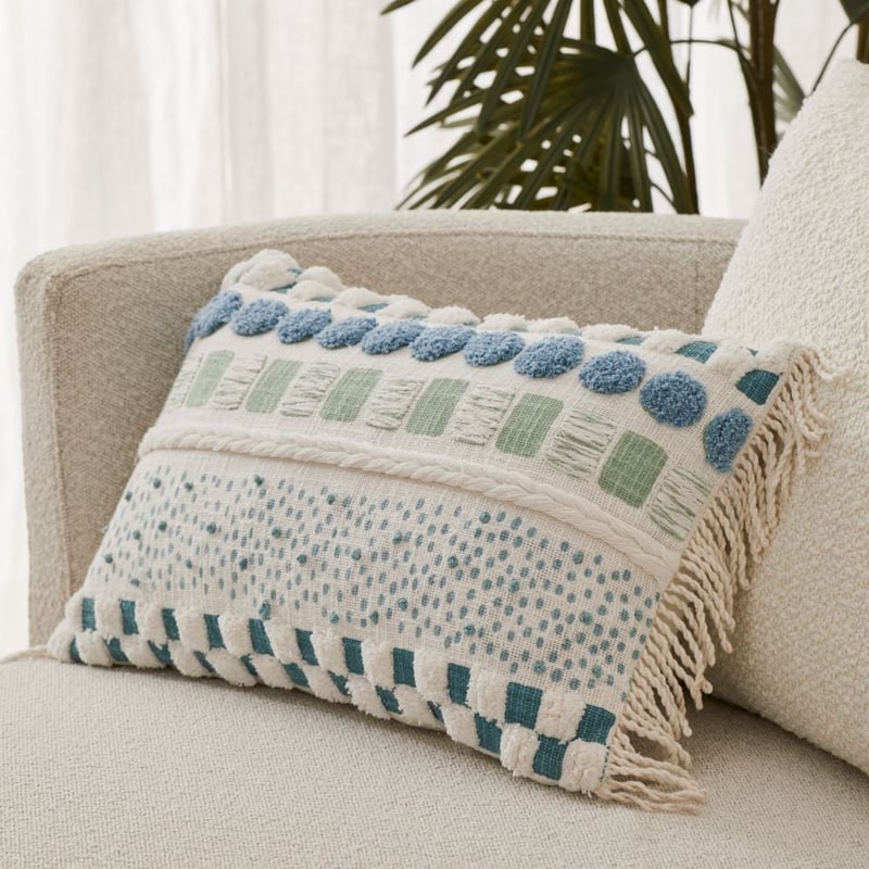 Paloma Green & Blue Tufted Cushion