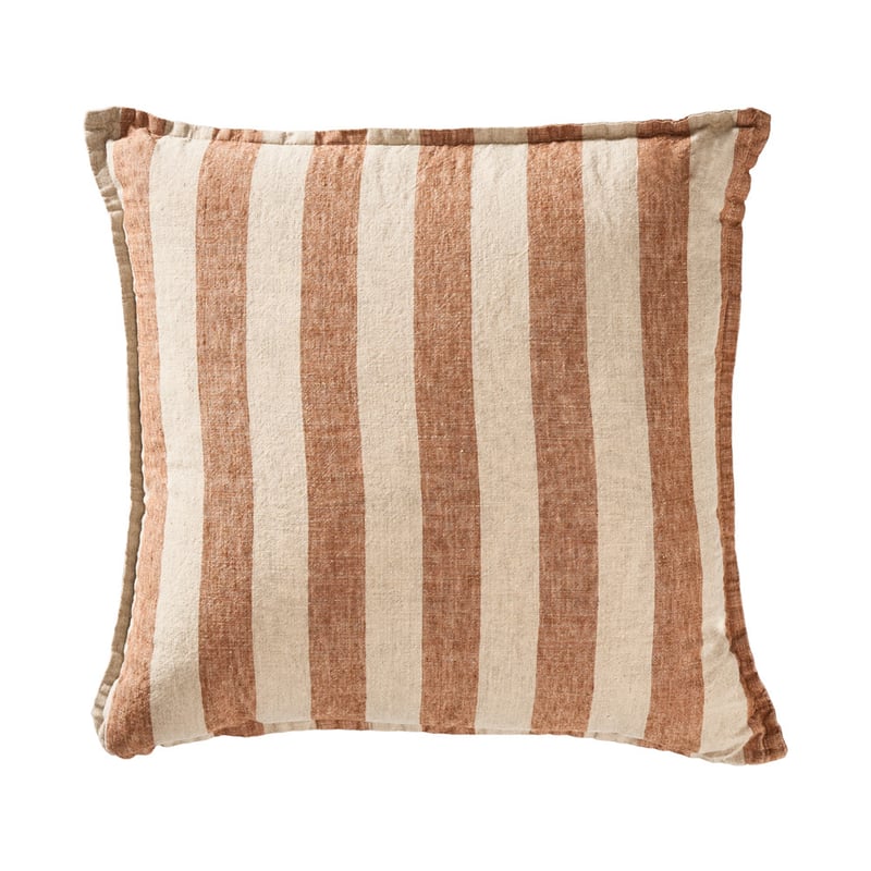 Belgian Brown Sugar & Linen Stripe Vintage Washed Linen Cushion