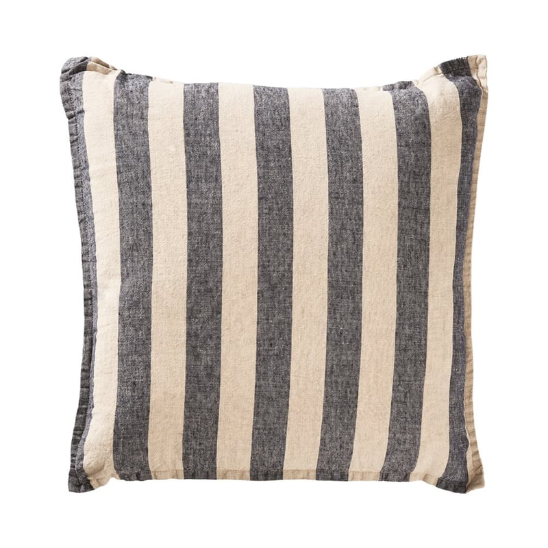 Belgian Navy & Linen Stripe Vintage Washed Linen Cushion