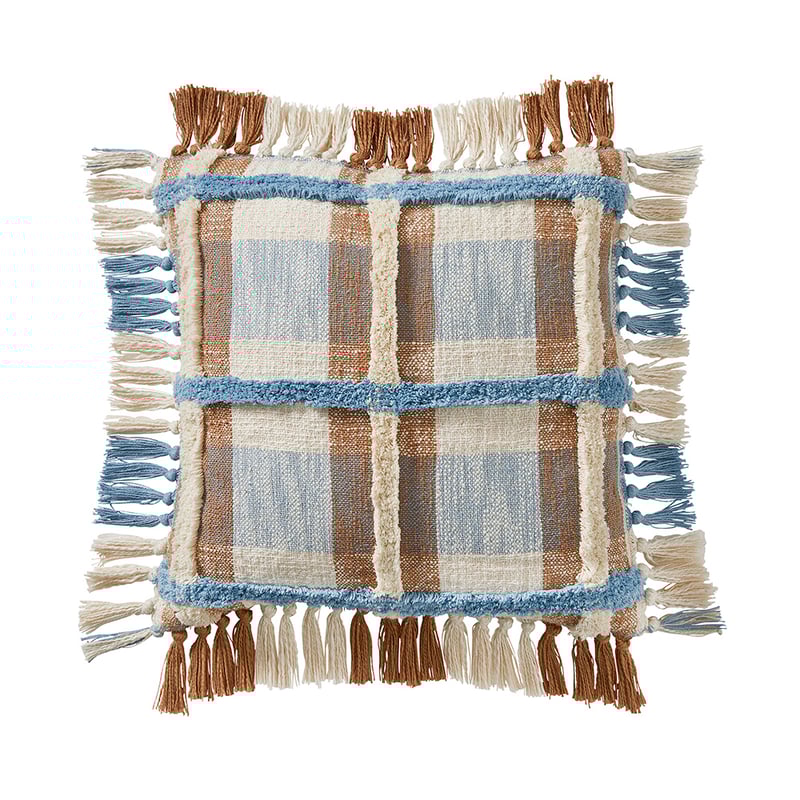 Ani Natural & Blue Check Cushion